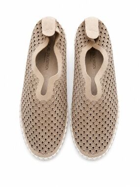Ilse Jacobsen Beige Laser-Cut Slip-On Loafers